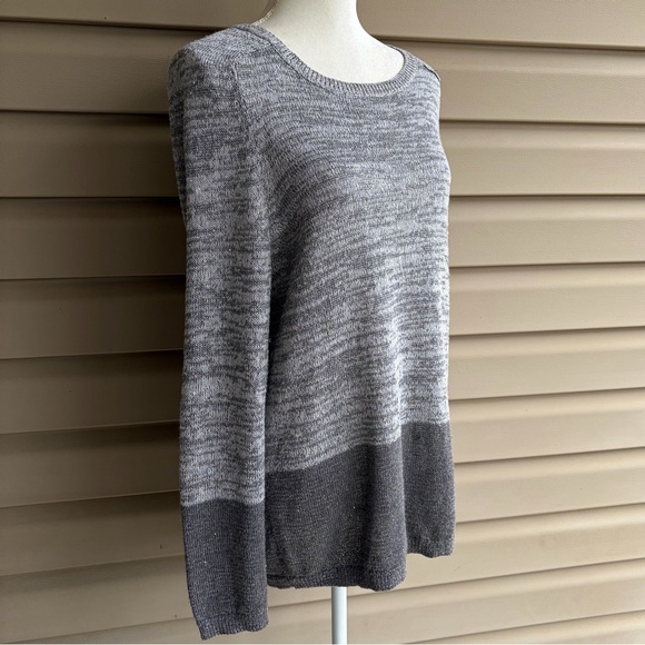 •LOFT• Gray Knit Sweater with Iridescent Sequins - Size Large - Picture 5 of 8